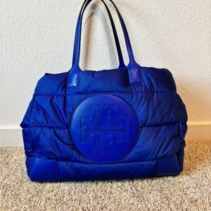 Tory Burch Ella Blue Puffer Tote